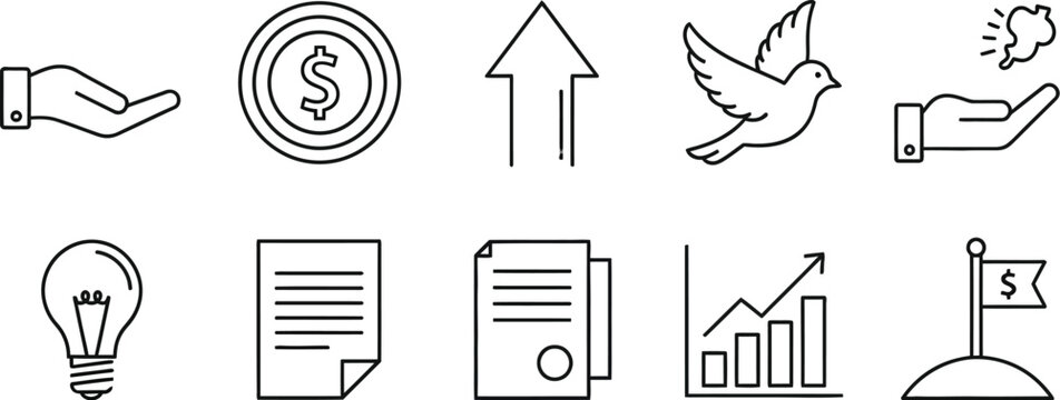 Vector art of business outline icons in line style
