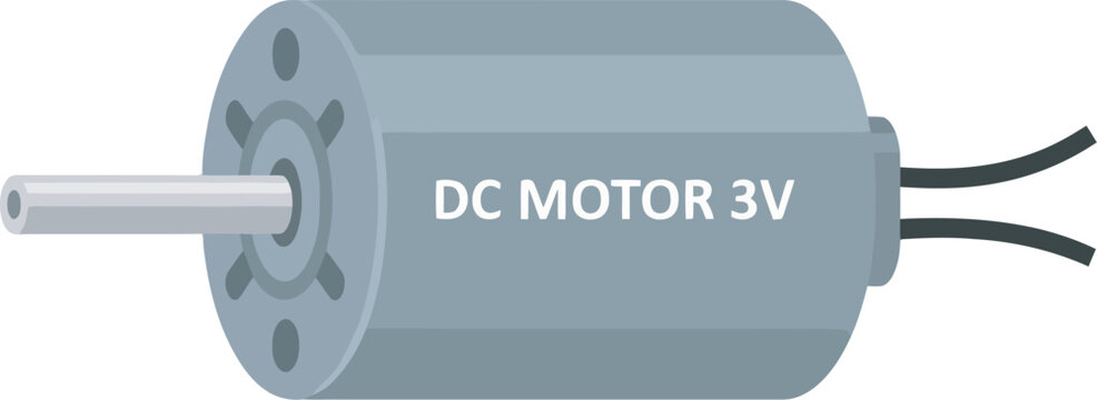 Illustration of a small DC motor with wires, labeled as a 3V motor.