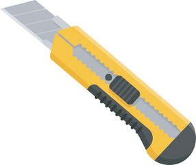 Yellow utility knife with retractable blade, gray accents, and black grip.