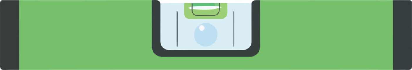 A spirit level tool is displayed against a green background, showing accuracy.