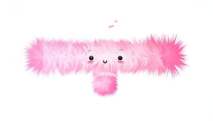 Cute pink fluffy character on white.