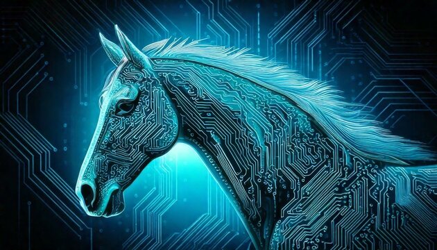 Cybernetic Horse Profile with Digital Tech.
