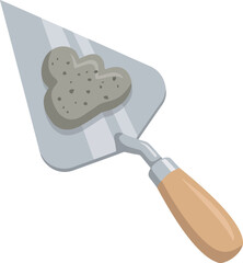 A cartoon illustration of a trowel holding a small amount of cement.