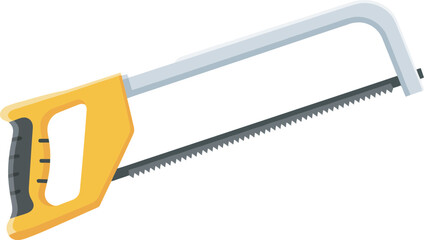 A yellow and silver hand saw isolated on a white background, ready for use.