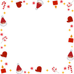 Santa head and red candle Christmas frame  