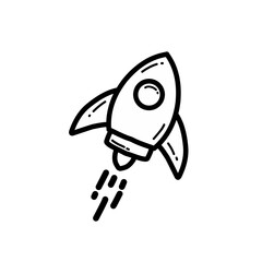 Rocket line icon. Start up outline icon.