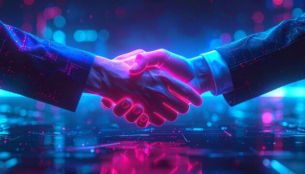 Digital Handshake with Partnership, and Technology Concept.