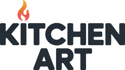 Kitchen art logo with flame for culinary business in cooking field sector