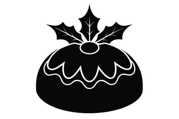 christmas pudding vector icon silhouette