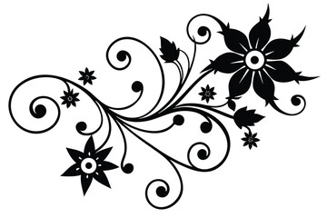 christmas floral swirl vector icon  silhouette