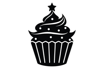christmas cupcake vector icon silhouette