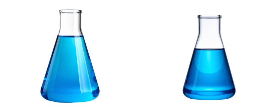 Set of Science Flask with Blue Liquid Inside