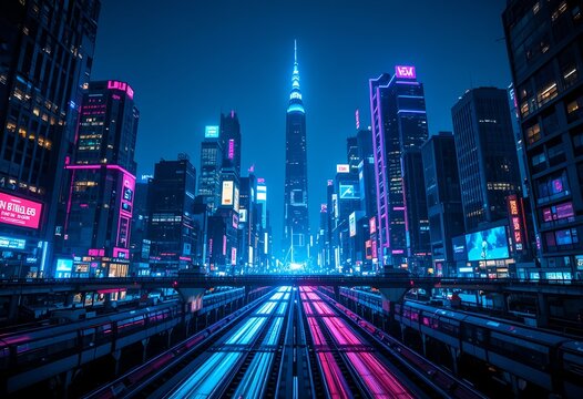 Racing city at night