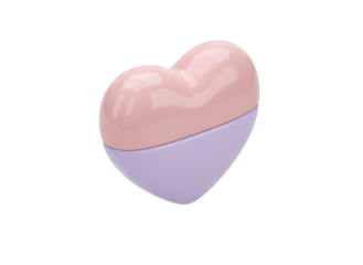 3D Pastel Pink and Lavender Heart Shaped Object with Soft Glossy Highlights and Transparent Background