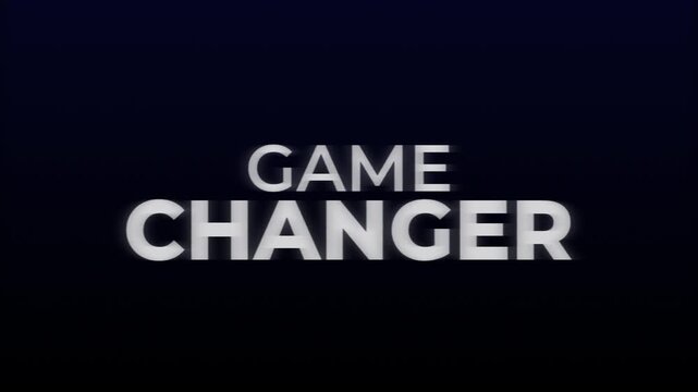 White text with glitch effect proclaiming game changer. Suitable for technology, business, marketing designs seeking dynamic and innovative visual elements.
