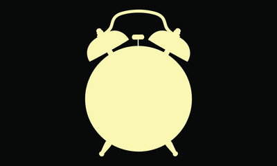Fototapeta premium A simple yellow alarm clock silhouette on a black background, representing time management, deadlines, and the urgency of waking up