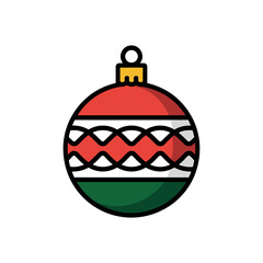 Christmas Ornament Icon with Red, White, and Green Pattern