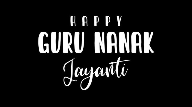 Happy guru nanak jayanti text animation suitable for holiday themed designs and cultural events promotions.
