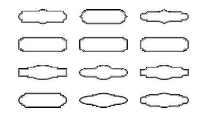 Vintage Outline Frame Elements Collection with Classic Decorative Label Shapes for Packaging Design, Poster Templates, Branding Projects, Invitations, Retro Badges, and Elegant Graphic