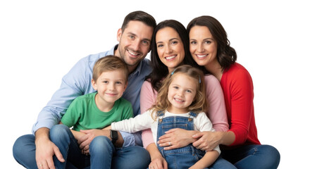 Fototapeta premium Happy family portrait with transparent background cutout png