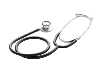Medical stethoscope on black background transparent background cutout png