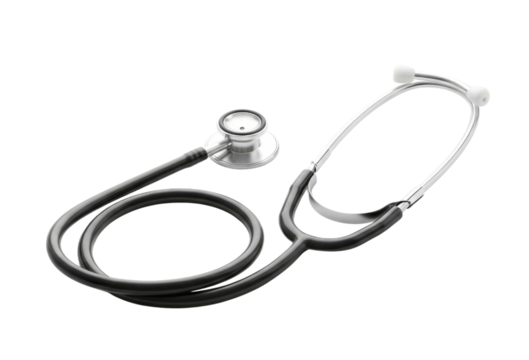 Medical stethoscope on black background transparent background cutout png