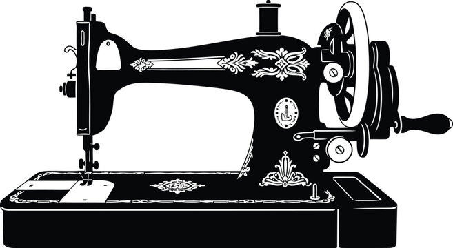 Silhouette of a vintage sewing machine