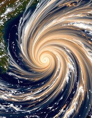 Dramatic Airborne View Powerful Hurricane Storm