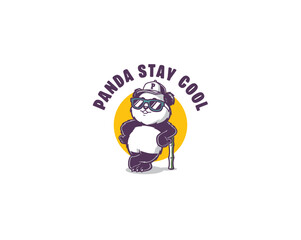 panda stay cool character illustration