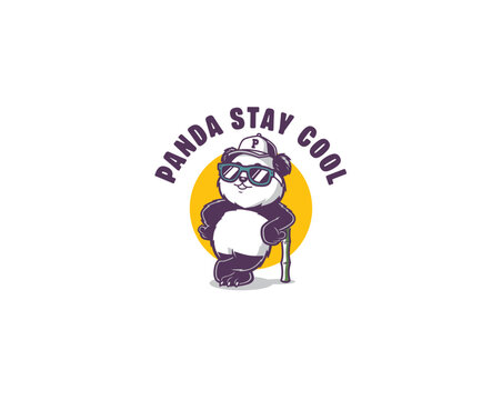 panda stay cool character illustration