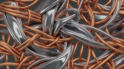 Close up of tangled copper and silver wires abstract background. - Powered by Adobe