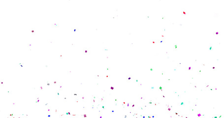 Colorful Confetti against a White Background Tranparent BG Confeti. Confetti partical isolated background. 3d Rendering Transparent Confetti.	