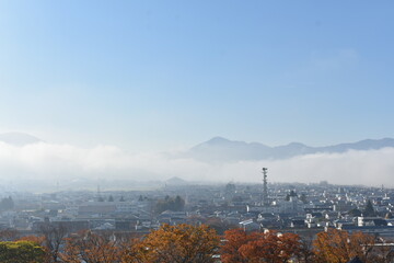 会津若松市の街並み　若松城からの景色