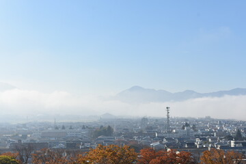 会津若松市の街並み　若松城からの景色