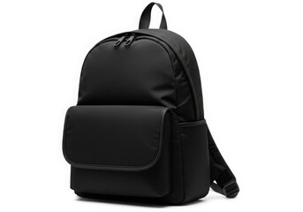 Naklejka premium Simple black backpack with front pocket and zipper closure