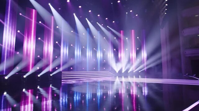 Award Show Stage Background, Flashing Neon Lights Loop