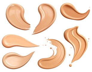 Fototapeta premium Swatches of skin-tone colored liquid makeup against a white backdrop