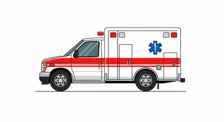 Modern ambulance vehicle emergency medical transport service ready for action, vital healthcare response.