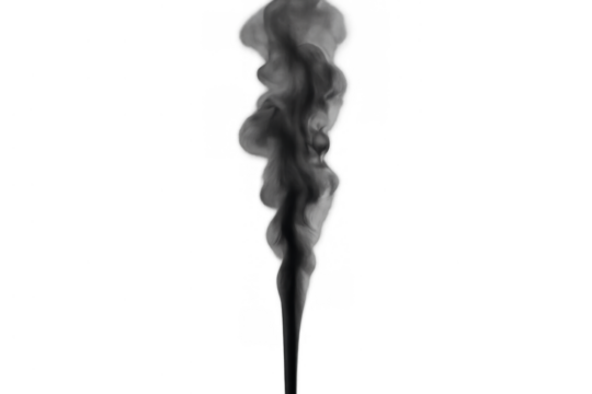 Black smoke plume rising, creating atmospheric vapor effect for pollution, fire, or mystery compositions