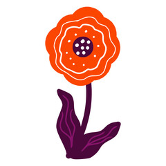 Decorative flower illustration in bold flat style for design projects and creative decoration.