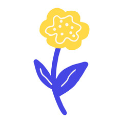 Yellow flower illustration in bold flat style for decorative design projects and creative elements.
