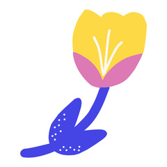 Yellow and pink flower illustration in bold flat style for decorative design elements and creative projects.