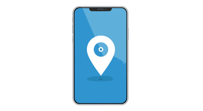 Modern smartphone displaying prominent location pin icon symbolizing navigation and digital mapping services for travel and business