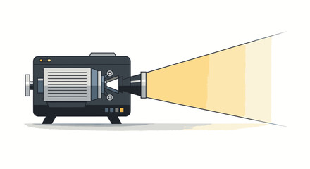 Vintage film projector casting a bright cinematic light beam, evoking nostalgia and storytelling for entertainment projects