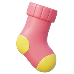 3d pink cartoon sock with yellow heels and toe