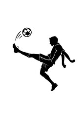 Soccer Player Kicking Ball with High Leg Silhouette