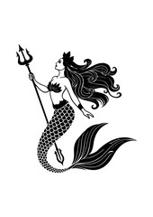 Mermaid Queen Holding a Trident