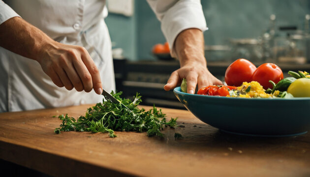 Chef preparing fresh vegetables in a kitchen