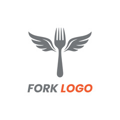 Flying Fork Logo Restaurant and Food Delivery Brand Design