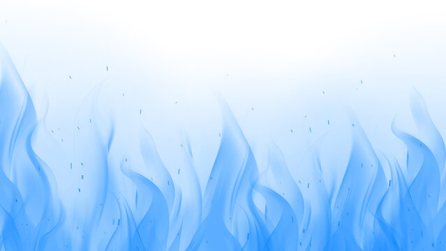 Abstract blue flames rising against a white background with subtle particle effects throughout image